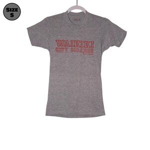 VINTAGE Waikiki City College USED Shirt (S, Gray, Single Stitch, Hawaii)